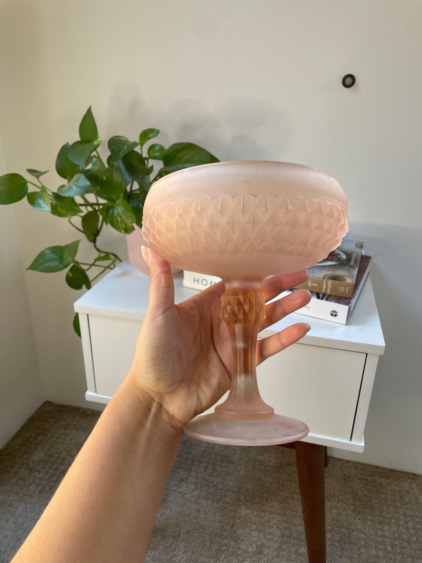 Vintage Pink Glass Goblet