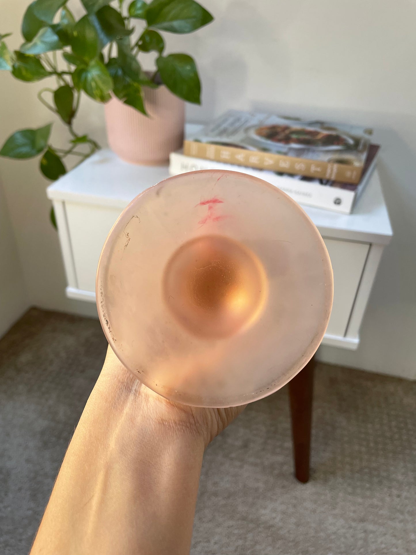 Vintage Pink Glass Goblet