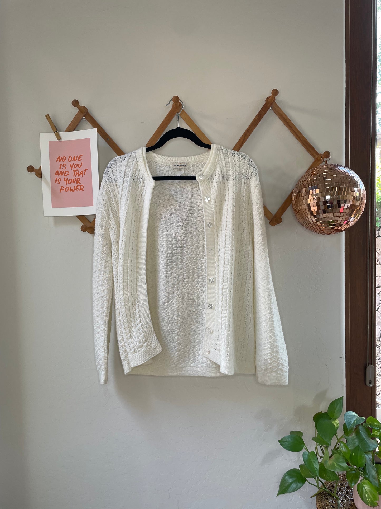 Vintage White Knit Cardigan (S)