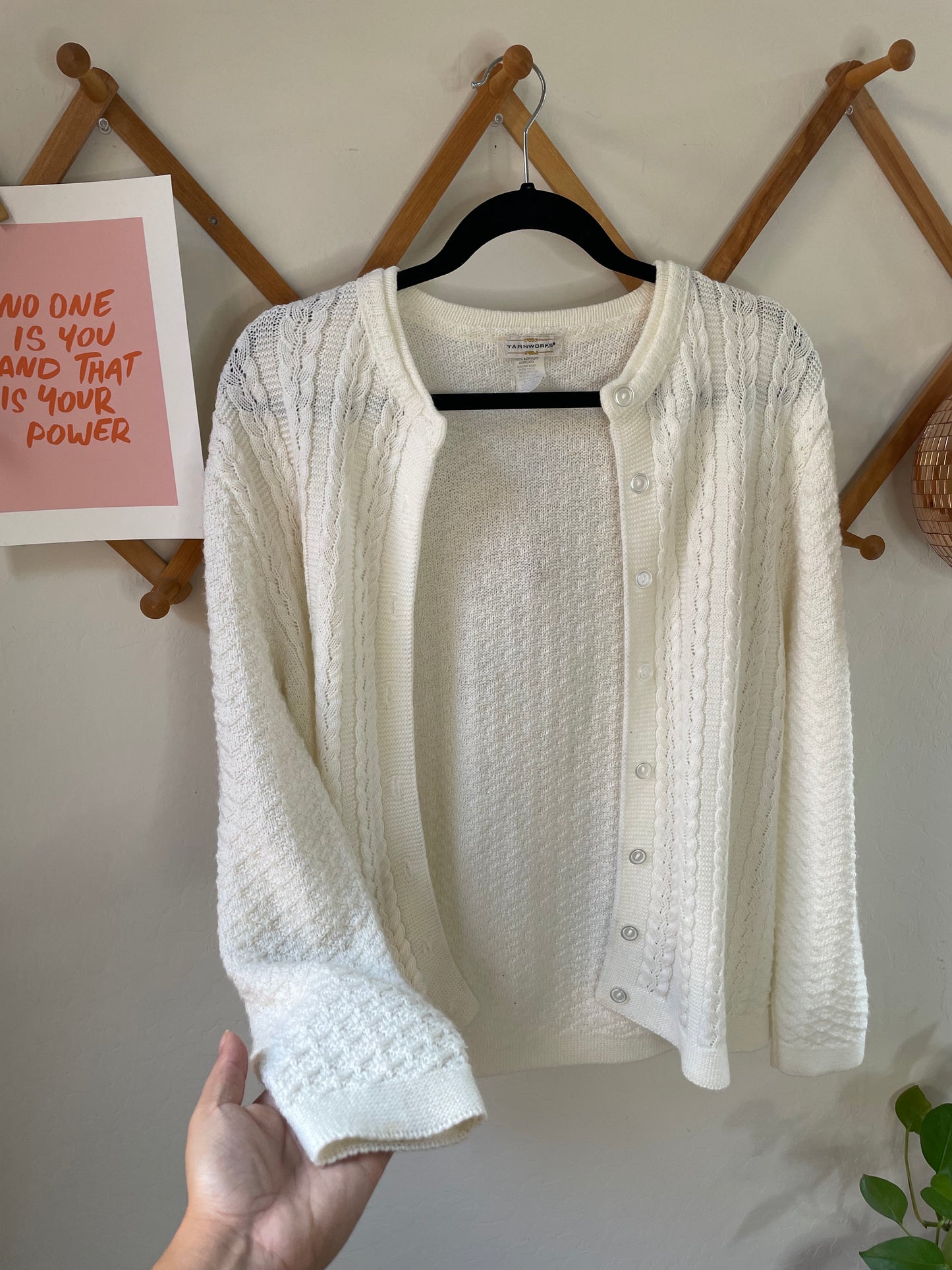 Vintage White Knit Cardigan (S)