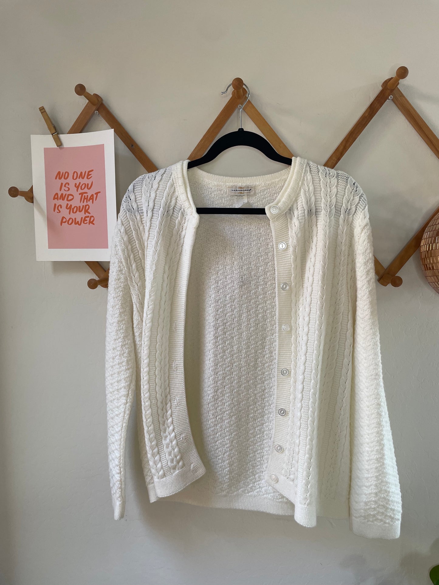 Vintage White Knit Cardigan (S)