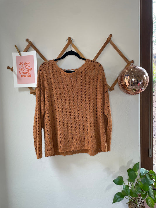 Vintage Scallop Orange Sweater (L)