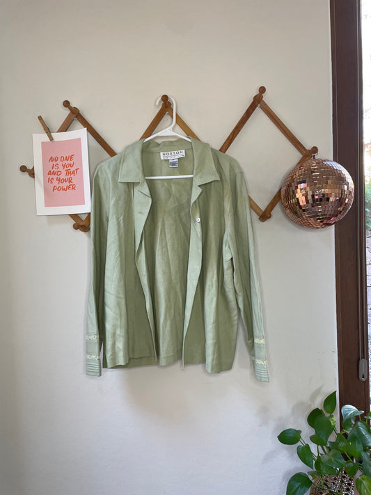 Vintage Matcha Linen Blen Button Up (XL)